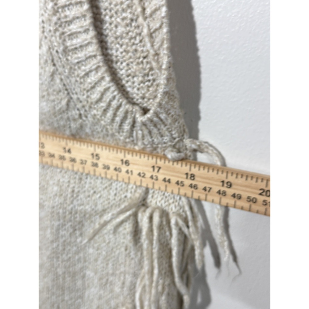 H&M XS Cream Oatmeal Fringe Sweater Vest Boho Festival Western Hippie Granola - Picture 6 of 6